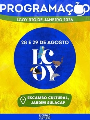 Cartaz da programação da LCOY Rio de Janeiro 2026 no Escambo Cultural, Jardim Sulacap